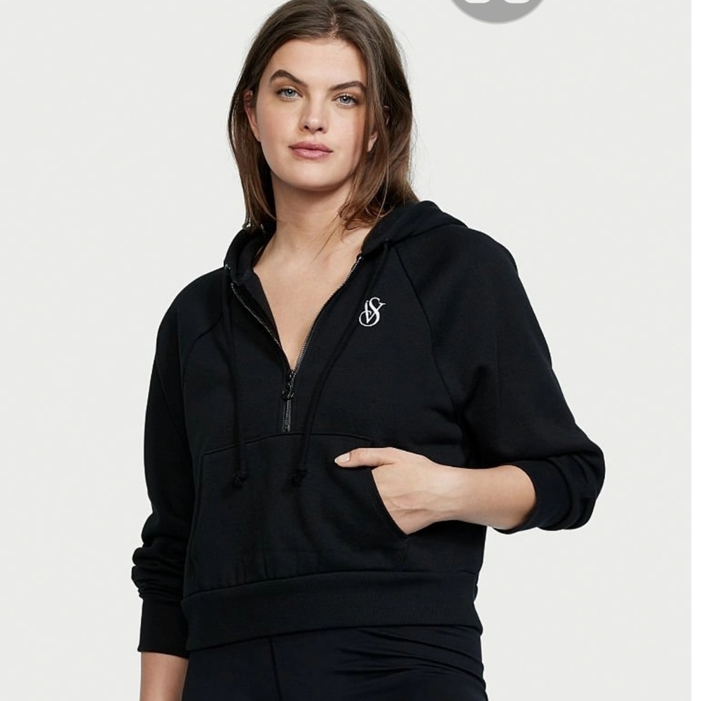 Victoria's Secret On Point 1/2 Zip Cotton Fleece Hoodie Size Large